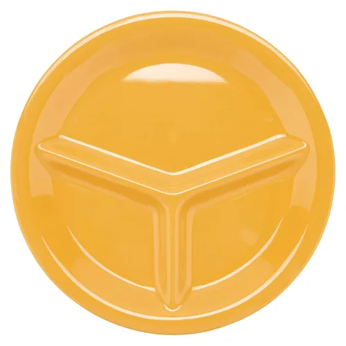Vista 2 de G.E.T. CP-10-TY - Platos de plástico divididos de 3 compartimentos, 10.25 pulgadas, color amarillo tropical (juego de 12) Dishwasher safe