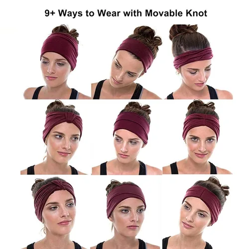 Vista 7 de Diadema Tobeffect para mujer, turbante de estilo bohemio africano, con nudos anchos, accesorios para el cabello Diademas 1