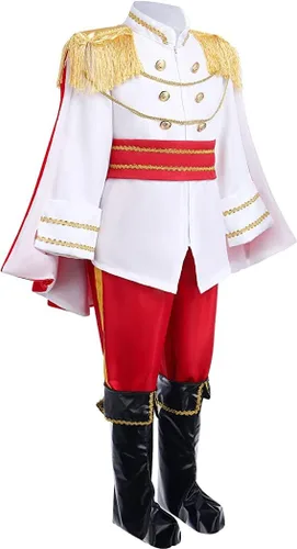 Vista 6 de YuDanae Prince Charming Costume Prince Dress up Medieval Royal Prince Outfit Costume for Toddler Kids Boys Aged 3-10