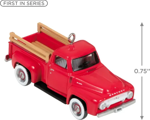 Vista 5 de Hallmark Keepsake Adorno de Navidad miniatura de 0.75 pulgadas 2023, Lil' American Trucks 1954 Mercury M-100 Mini Metal, regalos para coleccionistas
