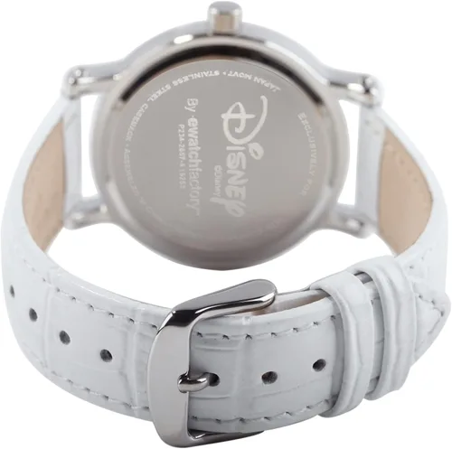 Vista 2 de Disney Minnie Mouse Reloj de cuarzo analógico para adultos, estilo vintage, con manos articuladas, Blanco