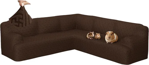 Vista 34 de Fundas para sofá seccional en forma de L de 1 pieza, fundas de esquina elásticas para sofá, funda de sofá antideslizante, lavable, fundas de sofá