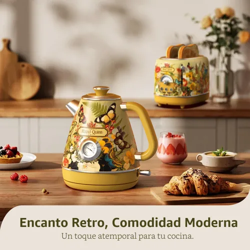 Vista 2 de Hazel Quinn X Eduardo Recife Hervidor Eléctrico - 1200W de Ebullición Rápida, 1.7L/57oz, Interior Todo de Acero Inoxidable 304, Libre de BPA Diseño