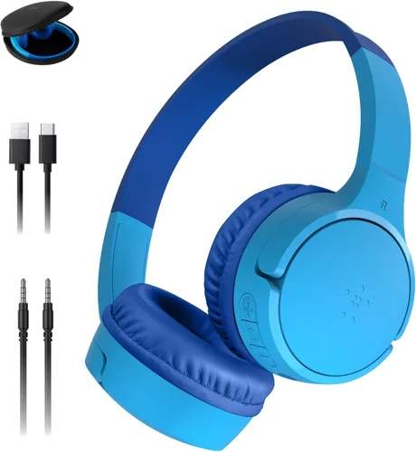 Vista 9 de Belkin SoundForm Mini - Auriculares inalámbricos Bluetooth para niños, batería de 30 horas, límite de volumen seguro de 85 dB, micrófono integrado