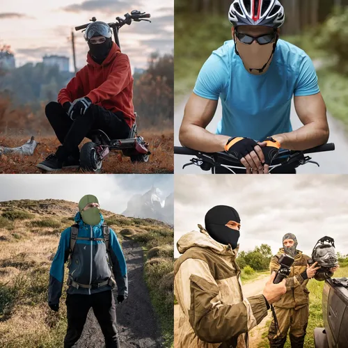 Vista 3 de BaHoki Essentials Máscara de esquí pasamontañas, cubierta térmica transpirable para clima frío, equipo de cabeza resistente al viento, Negro