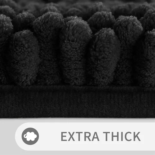 Vista 3 de Yimobra Juego de 2 alfombras de baño de felpilla suave y absorbente y alfombra para inodoro en forma de U, antideslizante, lavable a máquina