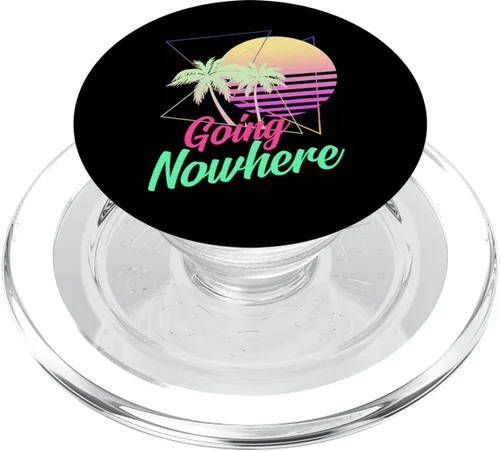 Vista 7 de Going Nowhere Retro 1980s 1990 Palmeras Sunset Beach Art PopSockets PopGrip: agarre intercambiable para teléfonos y tabletas