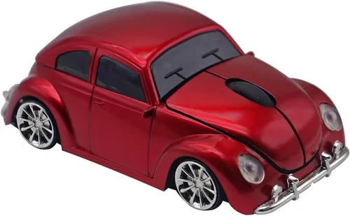 Vista 2 de Ratón inalámbrico para coche deportivo, ratón óptico 3D para computadora portátil de escritorio, ratones de computadora para JKC (rojo)