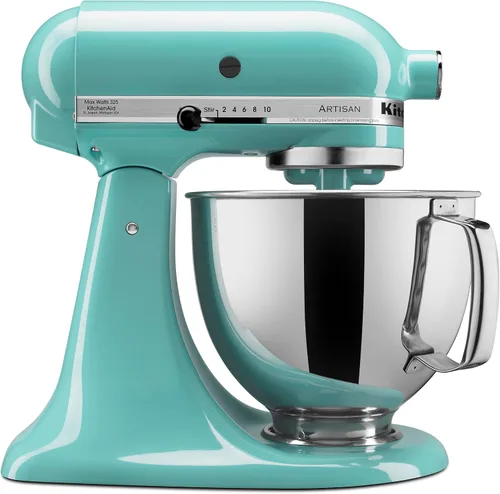 Vista 12 de KitchenAid Artisan Series Batidora de Pie con Cabezal Inclinable de 5 Cuartos con Escudo Vertedor KSM150PS, Crema de Almendra