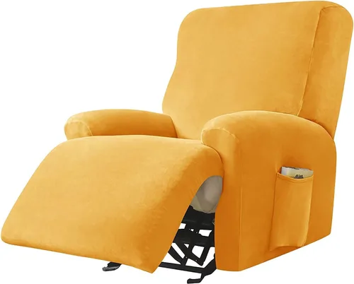 Vista 33 de Funda de terciopelo para sofá reclinable con abertura, funda elástica para sofá reclinable, funda elástica para muebles antideslizantes con parte