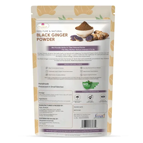 Vista 9 de Ayur Aranya - Polvo de jengibre negro 100% puro, 1.76 oz, polvo de raíz de parviflora Kaempferia, resistencia natural y potenciador de energía