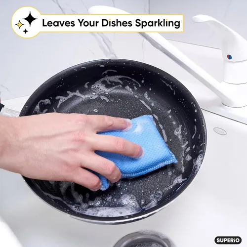 Vista 5 de Esponjas de microfibra para platos, esponjas de cocina, esponja antiarañazos, esponjas de limpieza para el hogar, suministros de limpieza multiusos