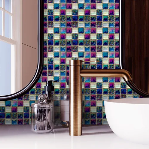 Vista 8 de Alwayspon 25 piezas de transferencias de azulejos de mosaico despegar y pegar para decoración del hogar, 4x4 pulgadas autoadhesivas impermeables