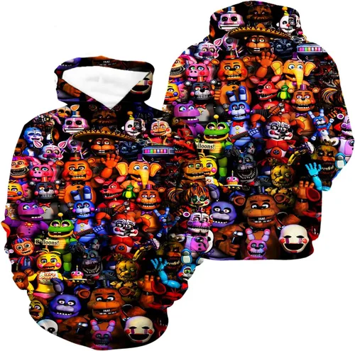 Vista 5 de Jrkernbo Sudadera unisex con estampado 3D de anime, sudadera con capucha y bolsillos para niños y niñas