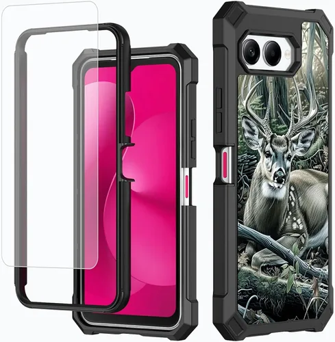 Vista 15 de Funda para T-Mobile Revvl 7 de 6.6 pulgadas con protector de pantalla, policarbonato duro de doble capa resistente y TPU suave a prueba de golpes