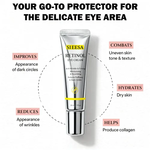 Vista 5 de Crema de ojos de retinol con niacinamida, ácido hialurónico y vitamina E – Suero hidratante debajo de los ojos para ojeras visibles, apariencia