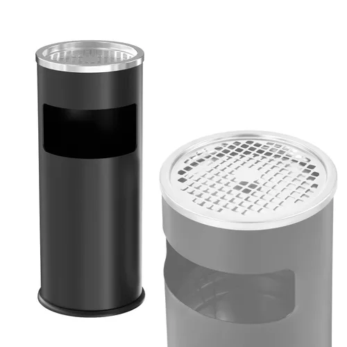 Vista 9 de IRONWALLS Cubo de basura para exteriores e interiores con tapa, contenedor de basura de acero inoxidable negro, contenedor de receptáculo, cubo