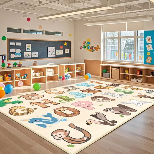Vista 13 de Alfombras infantiles para sala de juegos, alfombra ABC de 2.5 x 4 pies para niños pequeños, alfombra de aprendizaje educativo, alfombra