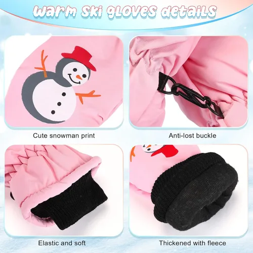 Vista 3 de Liitrsh 4 pares de guantes de nieve para niños, guantes de esquí cálidos de invierno para niños y niñas, guantes de nieve para clima frío para esquí