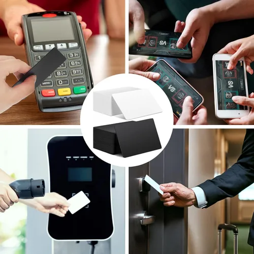 Vista 5 de Xuhal 100 tarjetas Nfc blancas y negras en blanco, 504 bytes, tarjetas de visita programables digitales compatibles con teléfonos móviles