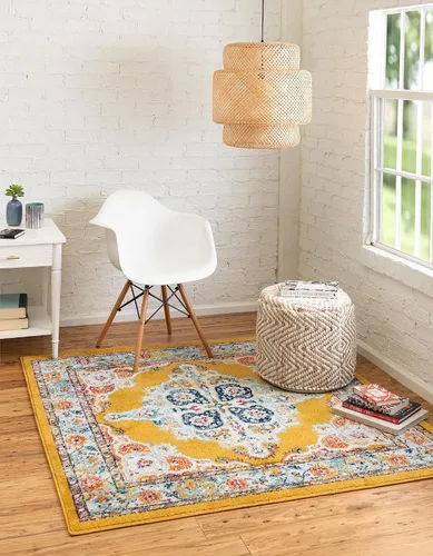 Vista 27 de Unique Loom Parker Collection - Alfombra de área Merakli (2 x 3 pies, rectangular, aguamarina/beige)