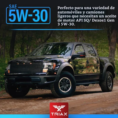 Vista 5 de TRIAX Synergy SRT 5W-30 Aceite de motor PAO-éster completamente sintético, drenaje de 12.4 mi, modificación por fricción moly/boro, licencia API SP