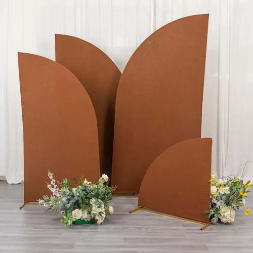 Vista 198 de Efavormart - Juego de 4 fundas de elastano beige para arco de media luna, fundas de telón de fondo Chiara de 2.5 pies a 7 pies para escenarios