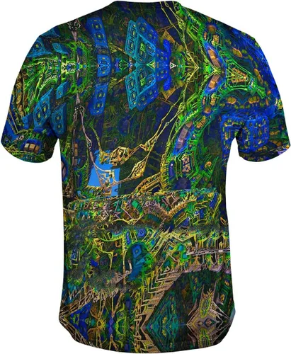 Vista 2 de Yizzam- construcción fractal diseño patrón verde camiseta-para hombre camisa