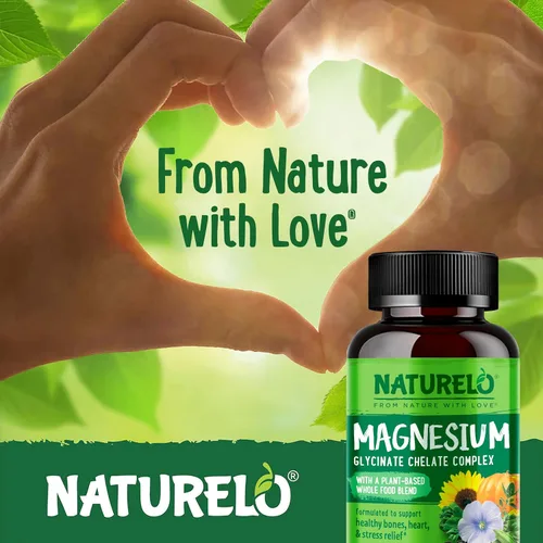 Vista 5 de NATURELO Complejo Quelado de Glicinato de Magnesio - 200 mg de magnesio con vegetales orgánicos para apoyar el sueño, la calma, los calambres