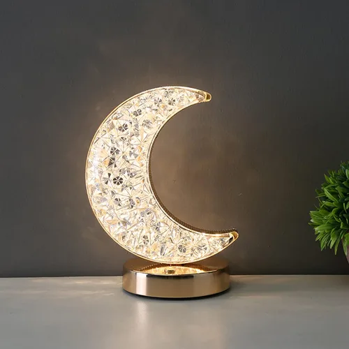 Vista 8 de Lámpara de mesa decorativa con forma de estrella creativa luz nocturna de cristal USB alimentada por USB Lámpara de noche de acrílico