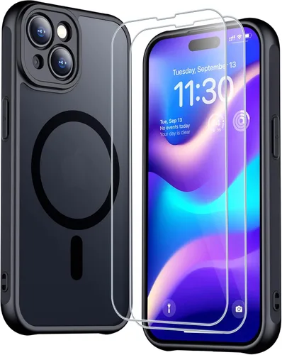 Vista 128 de SPIDERCASE Funda magnética translúcida diseñada para iPhone 11, con 2 protectores de pantalla de vidrio templado, antihuellas, para iPhone 11 de 6.1