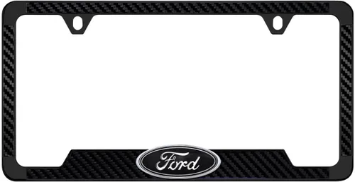 Vista 10 de Ford Logo 3D en negro de plástico ABS, soporte para matrícula con 2 agujeros (Negro/A)