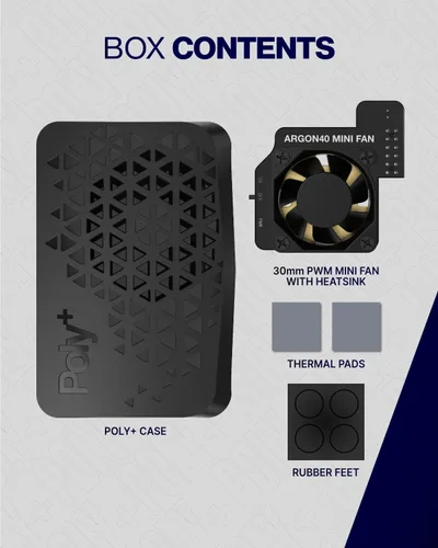 Vista 9 de Funda de plástico Argón Poly+ Funda de plástico Raspberry Pi 4 con ventilador controlable PWM y disipador de calor Parte superior extraíble
