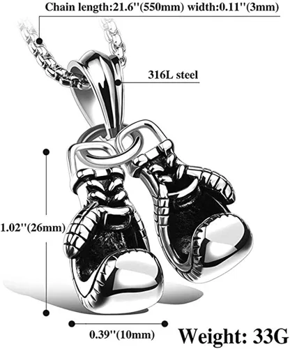 Vista 3 de Collar para hombre con dije de cadena de acero inoxidable 316L punk M