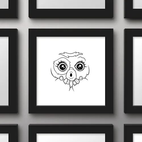 Vista 2 de Trends International Gallery Pops Gremlins - Arte de pared con cara de Gizmo, versión enmarcada negra, 12 x 12 pulgadas