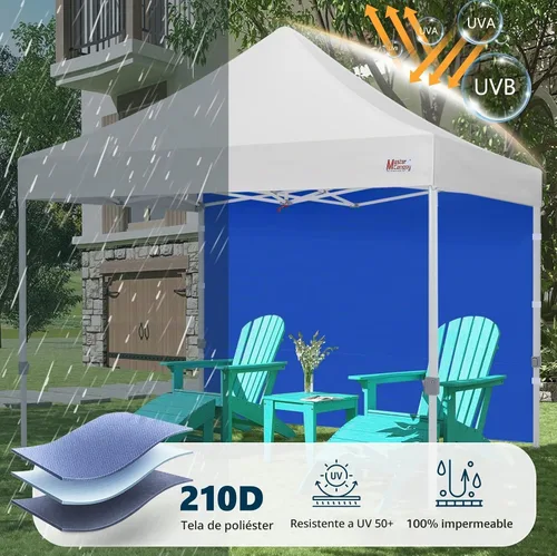 Vista 2 de MASTERCANOPY Toldo de 8x8 pies SunWall Toldo Instantáneo Pared Lateral para Toldos Emergentes Tiendas Gazebos, Protección UV Solo Pared Lateral Azul