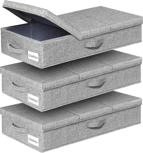 Vista 11 de Caja grande de conservación para vestidos de novia, paquete de 2 recipientes de almacenamiento debajo de la cama con tapas y asas, se adapta a