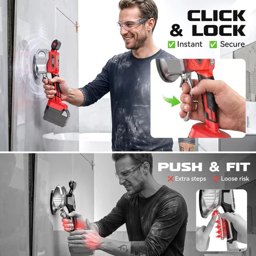 Vista 2 de Ecarke Cordless 12-Speed Tile Vibration Tool Compatible with Milwaukee 18V Red -12 Speed
