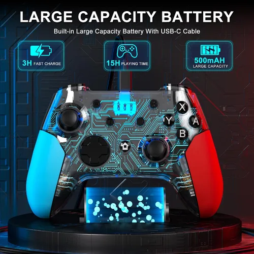 Vista 6 de Feirsh Switch Controller for Nintendo Switch, Wireless Switch Controller for Nintendo SwitchLiteOLED Controller with Dual Vibration, Gyro Axis