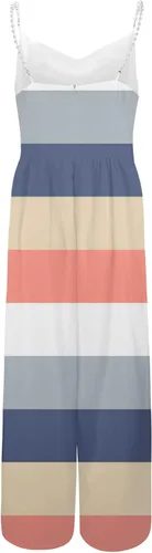 Vista 4 de Enterizos elegantes para mujer, sexy, con perlas, tirantes delgados, cintura alta, pierna ancha, holgados, para fiestas