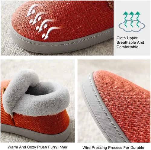 Vista 5 de Husmeu Pantuflas acogedoras de dormitorio para mujer con forro polar de espuma viscoelástica, antideslizantes, con parte trasera cerrada