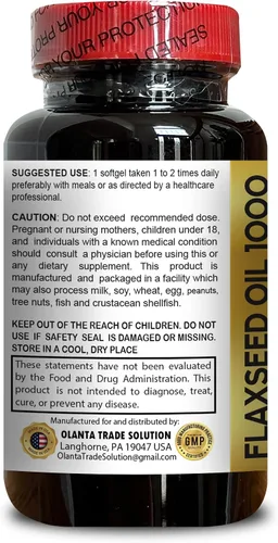 Vista 3 de Flaxseed Oil Softgels 1000 mg – Immunity & Wellness Support, Rich Omega Fatty Acids, Supports Skin Hydration & Cognitive Function - 2 Bottles 200