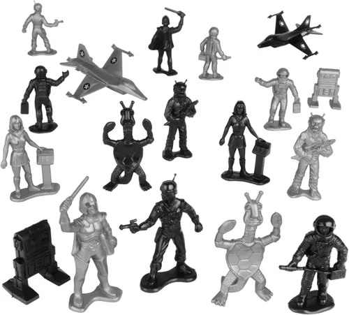 Vista 2 de TimMee Galaxy Laser Team Space Figuras Negro vs Plata 50 piezas Hecho en Estados Unidos