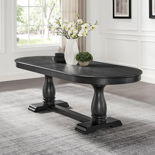 Vista 20 de JUSTONE Mesa de comedor redonda de 47.2'' para 4 personas, mesa de cocina moderna de madera con diseño de rejilla circular base de pedestal, mesa