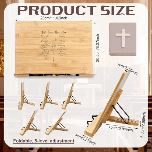 Vista 2 de Geelin Regalo cristiano de bautismo para mujer, soporte grande para la Biblia para el Día de la Madre, para exhibir en casa, soporte ajustable