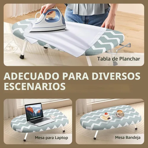 Vista 6 de Mini tabla de planchar de mesa, tabla de planchar compacta y plegable, tubo de acero grueso con cubiertas resistentes al calor, soporte de hierro