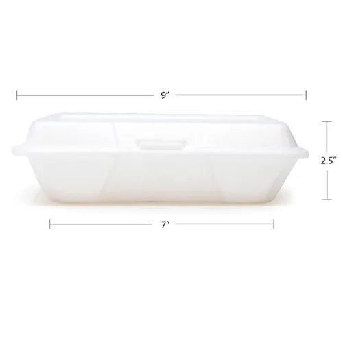 Vista 2 de Dart 206HT1R - Contenedor de espuma perforada poco profundo multiusos con bisagras, 9 x 6 pulgadas (caja de 200), color blanco