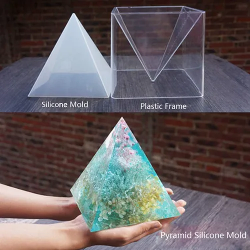 Vista 3 de DIY pirámide resina molde conjunto grande silicona 3D pirámide moldes decoración del hogar 15cm/5.9