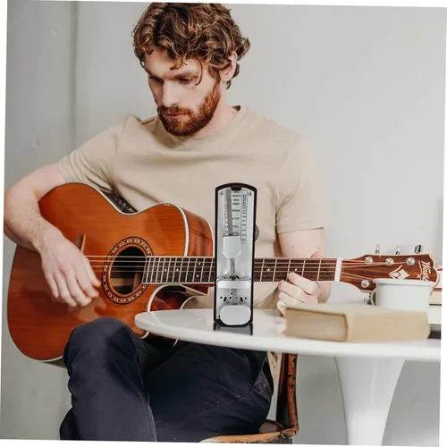 Vista 7 de MILISTEN Metrónomo mecánico universal mini metrónomo para guitarra de piano (caoba)