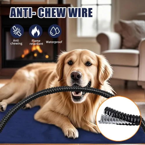 Vista 3 de Almohadilla térmica para mascotas con cable resistente a los mordedores, impermeable, para interiores, con temperatura constante y funda lavable a